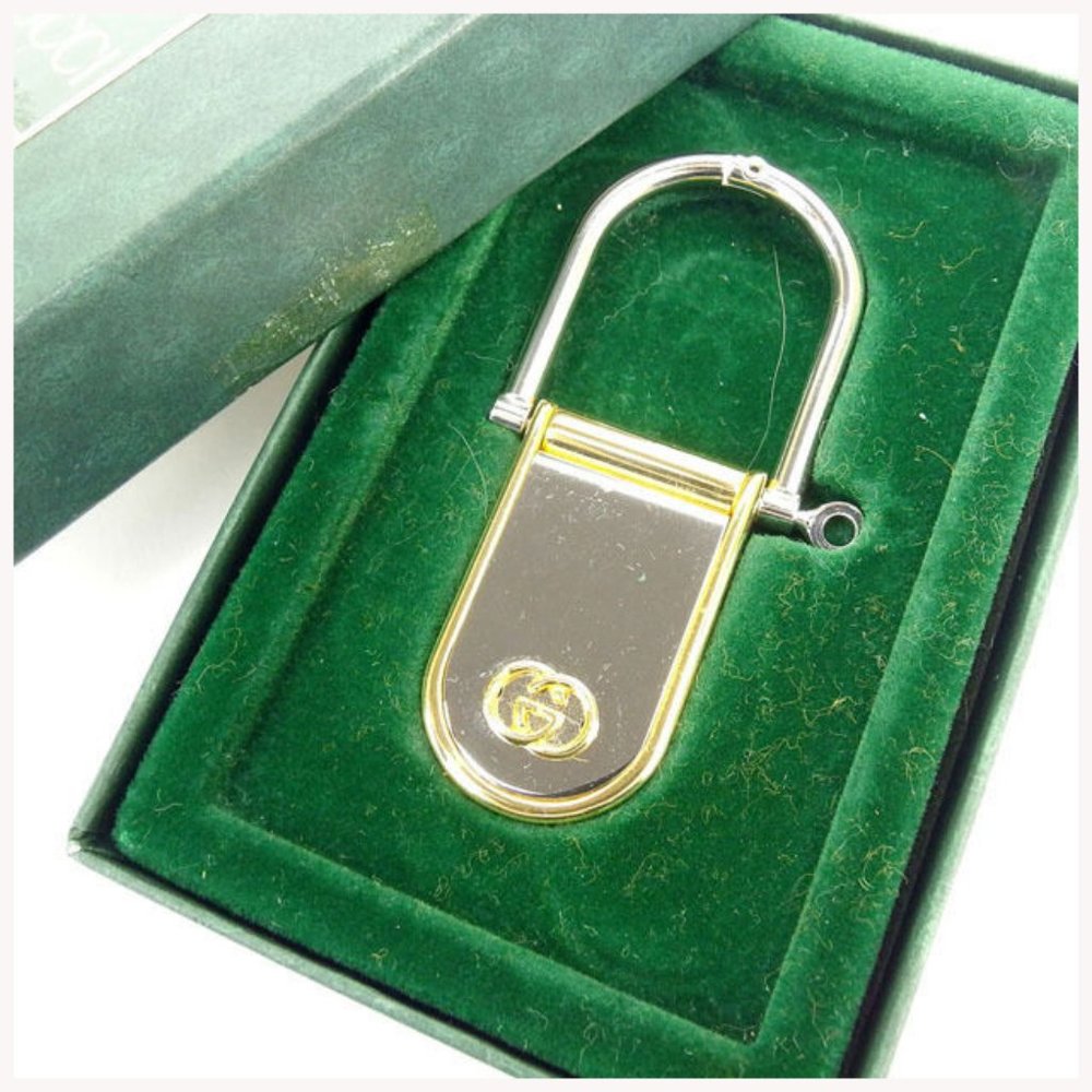 AUTH Gucci key ring Key holder G logos Silver Gold Woman